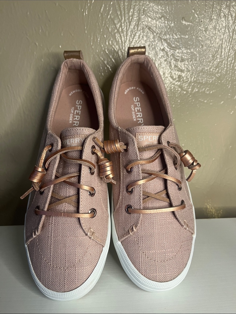 Sperry Women's Metallic Blush Canvas Sneakers